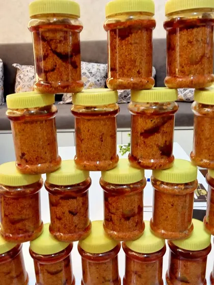It is mango season, and my mango pickle is in high demand. Here is a batch all packed and ready to bring that traditional taste to your dining table.