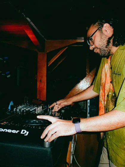 On the decks during the dhow party in Dubai. My service includes providing the perfect sunset and evening soundtrack for exclusive brand events.