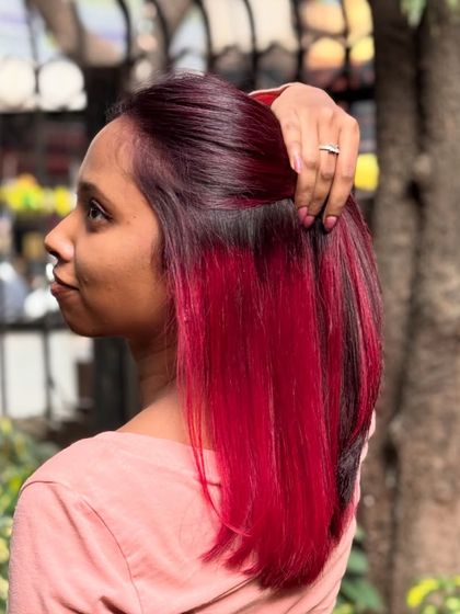 The contrast between the deep vino and the bright red is stunning and modern.