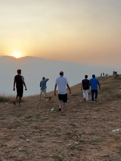 Walking towards the sunset with fellow seekers. The journey of life, like the journey up a mountain, is best shared with good company. These are the moments that rejuvenate the soul.