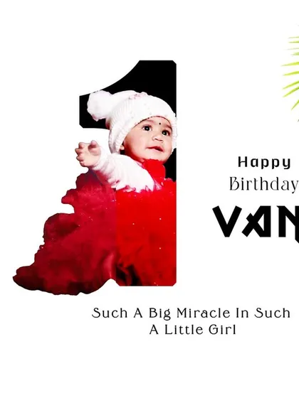 As part of my service, I design custom birthday graphics that are perfect for sharing. For Vani’s first birthday, I created this special design by integrating her photo into the number '1', making it a unique and memorable announcement.