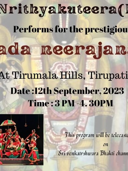 The official announcement for our prestigious performance at Tirumala's Naadaneerajanam, which was telecast live on the SVBC channel.
