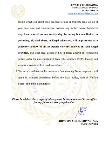 The final warning in the legal notice. It clearly states that failure to comply will result in the initiation of both civil and criminal proceedings, using CCTV footage and witness accounts as evidence.