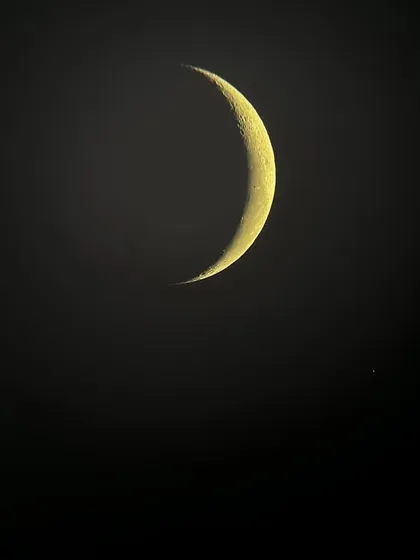 A stunning telescopic view of the crescent moon, captured during our unforgettable Sky Gazing evening with students.
