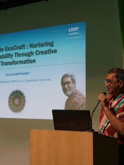 Speaking at the 'LOOP Conclave' on "E-waste EcoCraft: Nurturing Sustainability Through Creative Transformation."