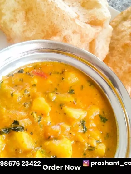 Sometimes, the simplest food is the most comforting. This dish of Aloo Bhaji with hot, fluffy Puris is a popular choice for smaller events, house parties, and festive family gatherings.