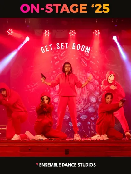 Get. Set. Boom. A powerful moment from our Money Heist themed hip hop act, where students used character work and props to bring the story to life on stage.