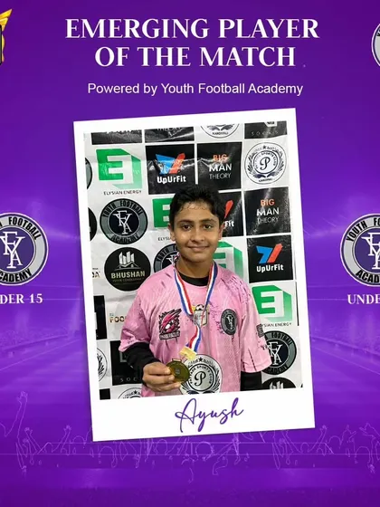 Ayush, a U-15 player, earning the Emerging Player of the Match award.