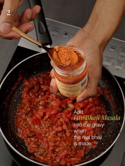 The second and most crucial addition of Pav Bhaji Masala happens when the bhaji gravy is being prepared. This is when the real magic happens, as the blend of spices blooms in the heat, creating that authentic Mumbai taste.