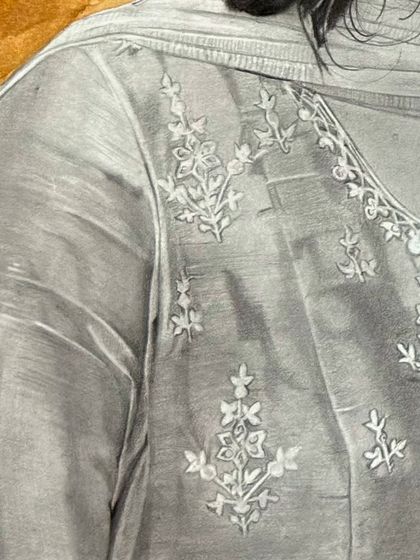 A close-up detail shot of the intricate embroidery on a kurti from a realistic portrait. I spent a lot of time on these small details to get the texture just right.