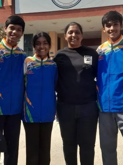 The team in their official gear, ready to represent our district at the National Inter District Junior Athletics Championship.