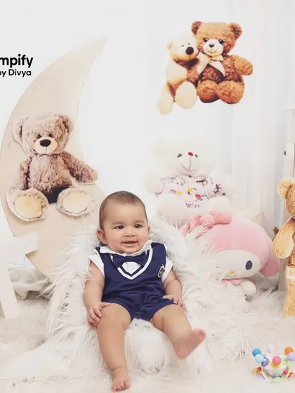 Welcome to Teddy Bear World! This adorable baby is surrounded by cuddly friends in one of our most popular studio setups for kids.