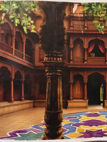 This concept image was a key reference for the Wada mural, helping us define the proportions and architectural details of a traditional courtyard. It guided our work in creating an authentic and immersive experience.