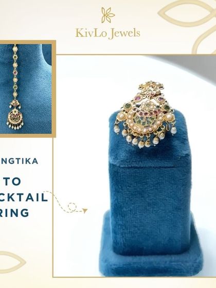 Who knew a maang tikka could look this good on your hand? We transformed this piece of heritage headwear into a stunning and bold cocktail ring, turning tradition into haute couture.