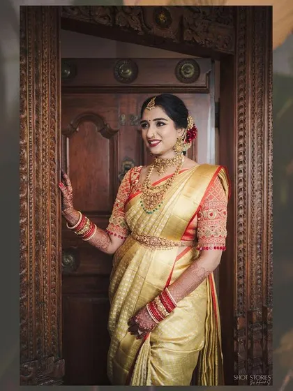 Reminiscing about Supritha and Charan's beautiful wedding. Her traditional makeup and attire look stunning in these professional shots, capturing the elegance of their special day.
