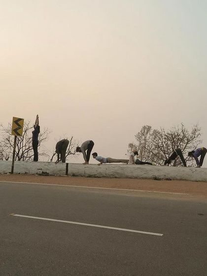 A memory from a 2015 trip to Mysore, practicing Surya Namaskar on Chamundi Hills at sunrise. The community, or sangha, has always been a source of inspiration, both in Mysore and here in Bangalore.
