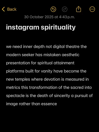 We have mistaken aesthetic presentation for spiritual attainment. Platforms built for vanity have become the new temples where devotion is measured in metrics.