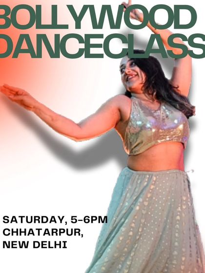 An invitation for a free Bollywood dance class to kick off the weekend. These sessions are perfect for beginners, covering basic steps and a fun routine with progressions for all levels.