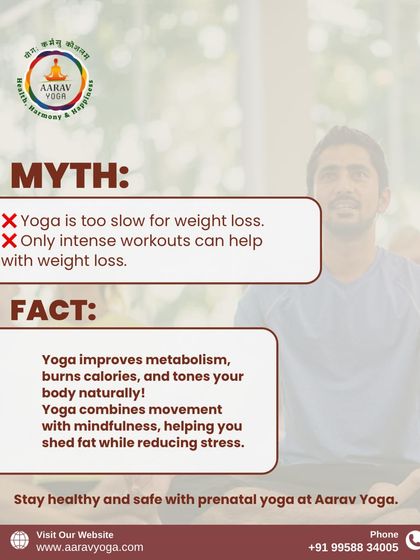 This myth-busting graphic clarifies that yoga is effective for weight loss. It explains how yoga improves metabolism, burns calories, and tones the body naturally.