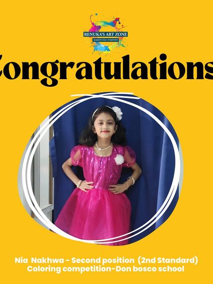 We are so proud of our student Nia for securing second position in a coloring competition at her school. It's wonderful to see her skills recognized.