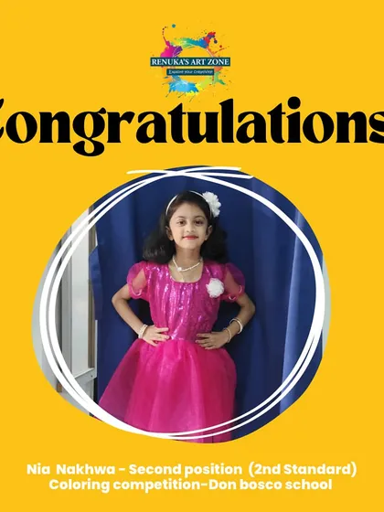 We are so proud to congratulate our student Nia for securing the second position in a coloring competition at her school. We love celebrating our students' achievements.