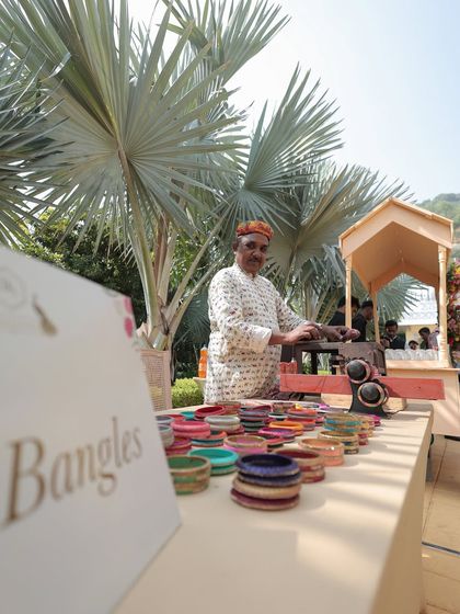 We incorporated local Rajasthani crafts into the Haldi event, including a live bangle-making station. It's these interactive, cultural experiences that make a destination wedding so memorable for guests.
