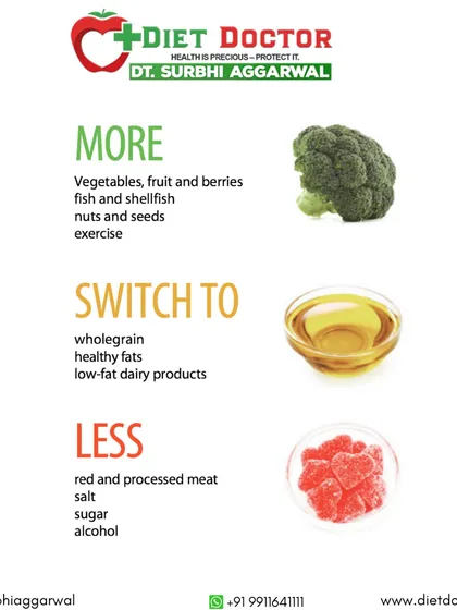 A simple guide to transforming your diet is to eat more vegetables and fruits, switch to whole grains and healthy fats, and consume less red meat, salt, and sugar.