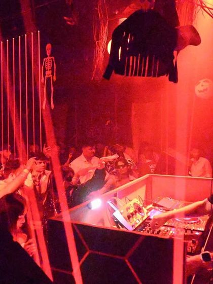 A Halloween-themed gig in Belgaum. The unique decor and red lighting added a theatrical feel to the night's raw techno soundtrack.