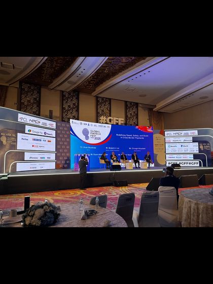 A breakout session at the Global Fintech Fest. We manage multiple stages and rooms simultaneously.