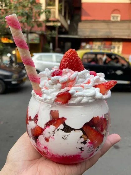 Another shot of my Strawberry Bomb, a delightful dessert that's as beautiful as it is tasty.
