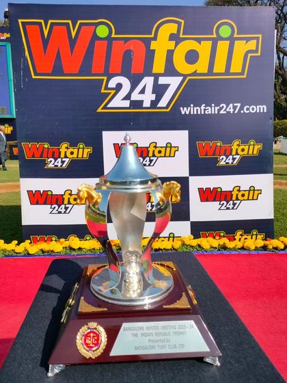 The Indian Republic Trophy, a silver lantern-style cup.