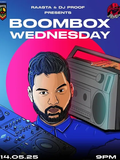 An illustrated poster for my 'Boombox Wednesday' residency, capturing the old-school hip hop feel of the night.