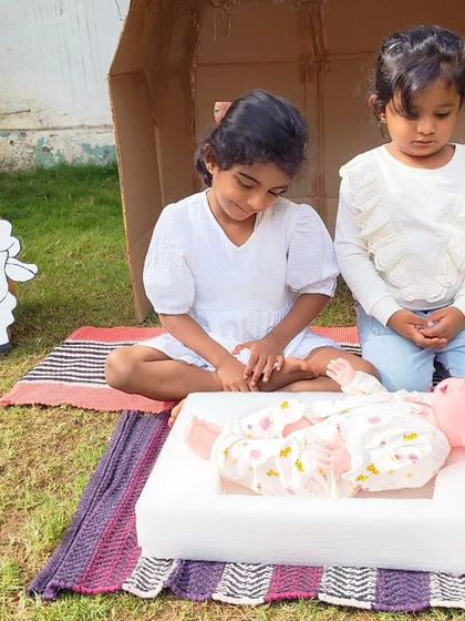 A collection of joyous moments from our Christmas party, including dancing, enjoying cupcakes, building a sand snowman, and posing for group photos.