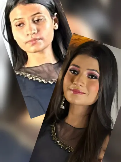 This makeover is all about the eyes. A pop of pink eyeshadow and defined liner completely transformed her look, making her ready for any party.