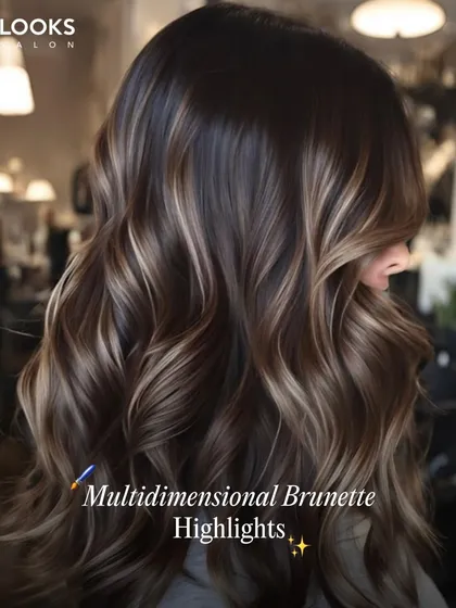 Our Multidimensional Brunette Highlights add depth and movement to your hair. By weaving in different shades of brown, we create a natural, sun-kissed effect that looks vibrant and full of life. This technique is customized to your base color for a seamless, sophisticated finish.