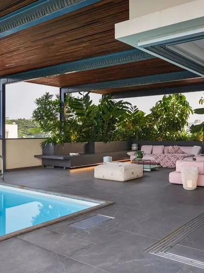 We believe luxury is about experience. This rooftop lounge and pool area from our Kanasu project is designed as a private urban retreat, blurring the lines between a residence and a resort.
