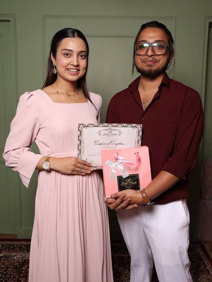 Arbaaz receiving his certificate. I make sure every student, regardless of their background, feels confident and ready to take on clients.