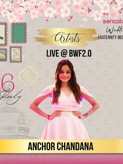 A promotional graphic for my appearance at the Bengaluru Wedding Fraternity Meet Up. I was thrilled to be featured as an anchor for this prestigious event.