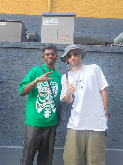 Meeting and sharing knowledge with fellow judges is a huge part of growing. Here I am with international hip-hop judge Andrey Stylez at the Battle Yaa Skills event.