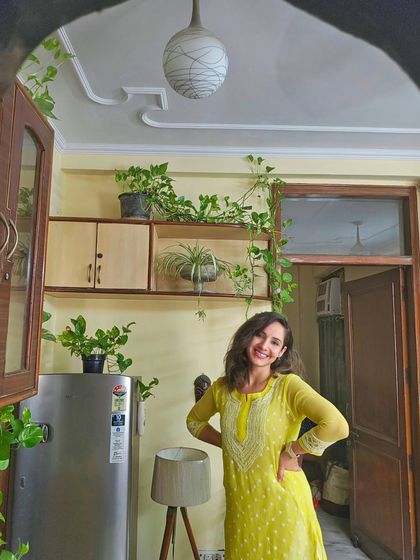 A happy pose in my plant-filled home. Creating a nurturing environment around you helps you cultivate that same energy within.