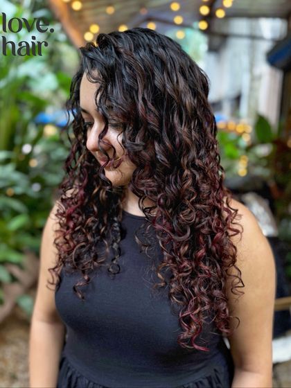 A profile view showcasing the subtle blend of red and copper hues. This is a perfect example of a beautiful, low maintenance colour transformation.