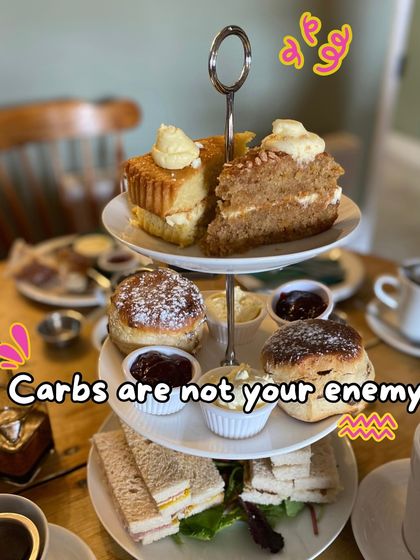 Carbs are not your enemy. This beautiful afternoon tea spread is a reminder that carbohydrates are an essential source of energy. The key is choosing the right types and portions.