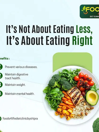 The key to health is not eating less, but eating right. A balanced diet prevents disease, supports digestion, and maintains both physical and mental well-being.