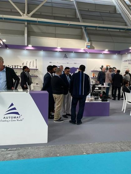 The clean, professional design of our booth at EIMA International creates an inviting space for business discussions and networking.