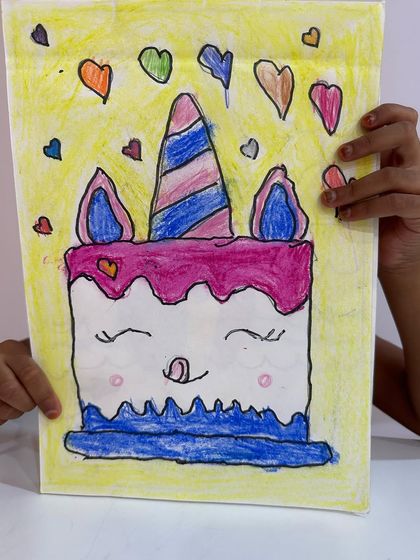 A very creative unicorn cake drawing from one of my youngest artists. We encourage them to draw whatever they can imagine, and the results are always so sweet.