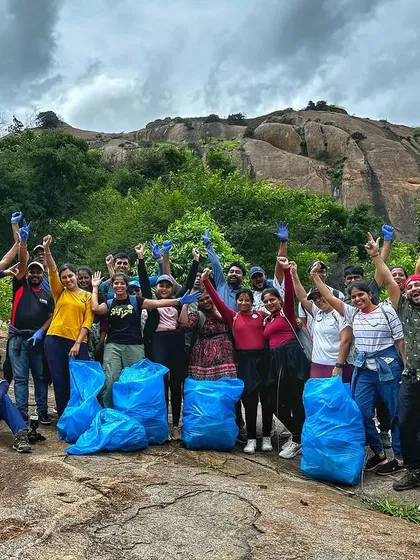 We also believe in trekking with a purpose. This photo is from a corporate social responsibility event we organized, combining a scenic trek with a community clean-up drive. It is a fantastic way for teams to bond while making a positive impact on the environment.