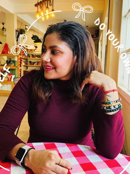 Another portrait from the same cafe, this time with doodles encouraging self-expression. This shows how I add creative, personal touches to my content.