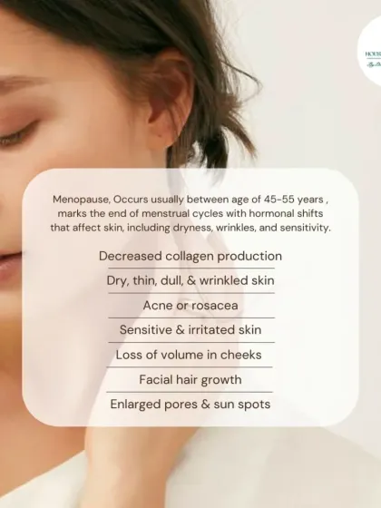 During menopause, decreased collagen production can lead to dry, thin, and wrinkled skin, as well as acne, rosacea, and increased sensitivity. Understanding these changes is key to finding the right solutions.