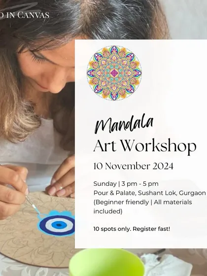 This poster for our Mandala Art Workshop invites you to a creative escape, with a limited number of spots to ensure a calm and focused environment.