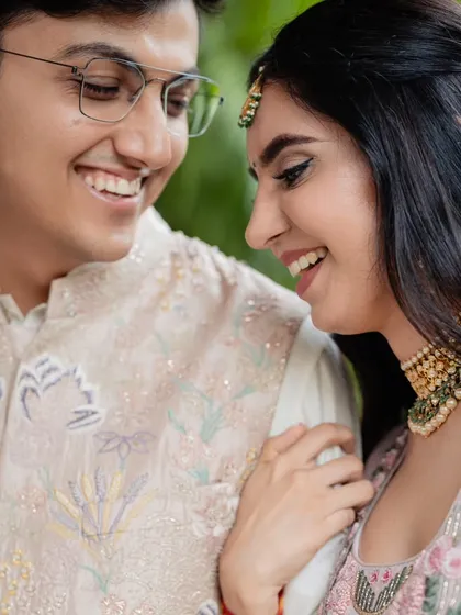 A close-up of the couple's happy faces. Their genuine smiles are the best testament to a successful and stress-free celebration.